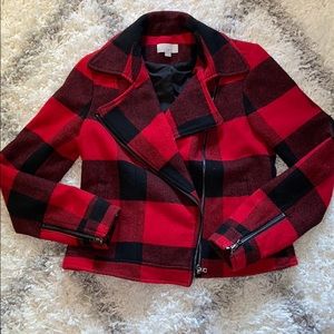 The LOFT wool buffalo plaid coat